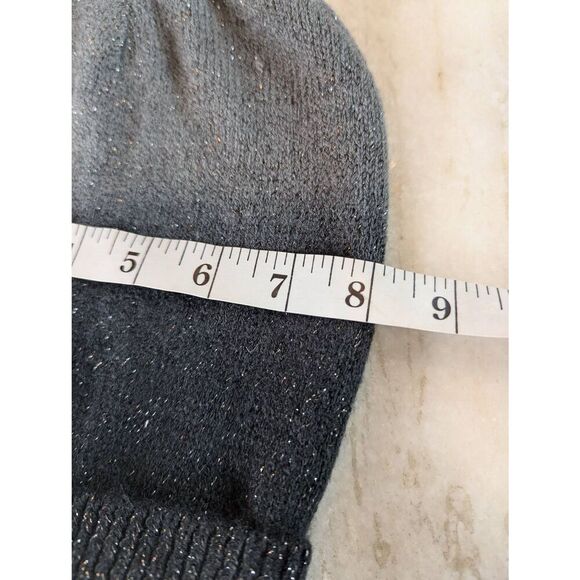 Amiee Lynn Beanie Hat Women's OS Gray Metallic Glittered Soft Knit Ribbed Trim - Picture 4 of 5